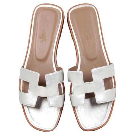 silver hermes sandals